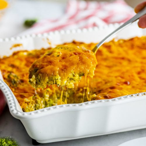 Cheesy Brown Rice Broccoli Bake