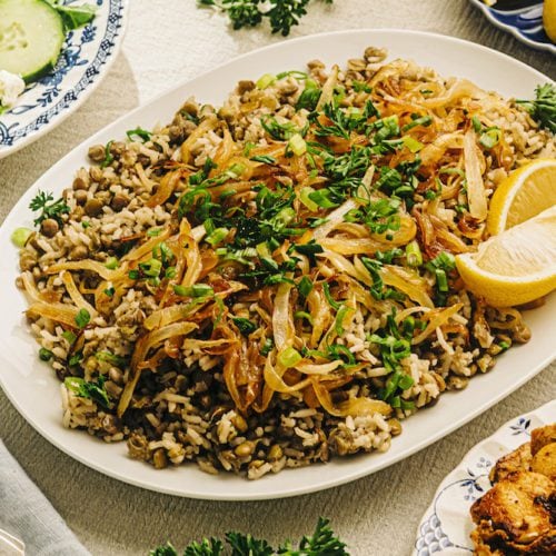 Lentils and Rice with Caramelized Onions Plated Dish - Cajun Country Rice